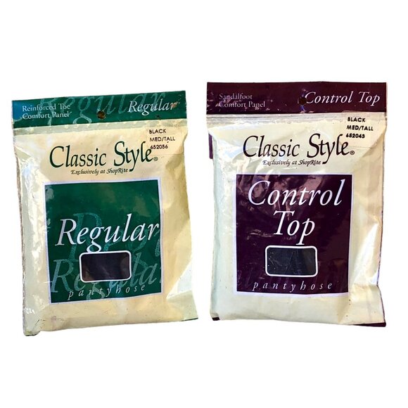 ShopRite Vtg Pantyhose Jet Black Medium/Tall Classic Regular + Control - Picture 7 of 7